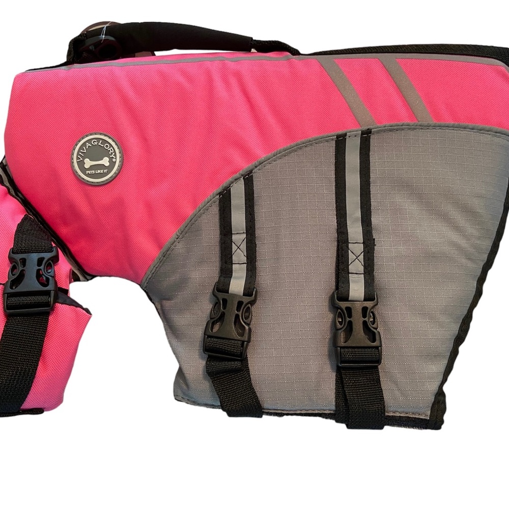 Vivaglory New Sports Style Ripstop Dog Life Jacket, Pink, L
